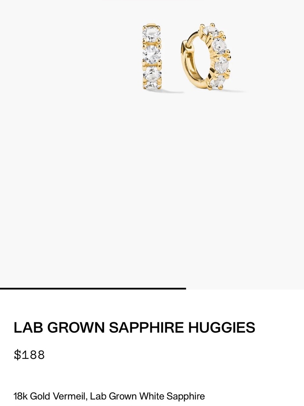 Mejuri Lab Grown Sapphire Huggies – Gold Vermeil Earrings
